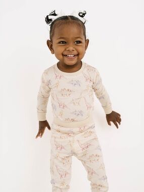 Little One Shop Floral Dino Bamboo Pajama Set size 12-18 Months